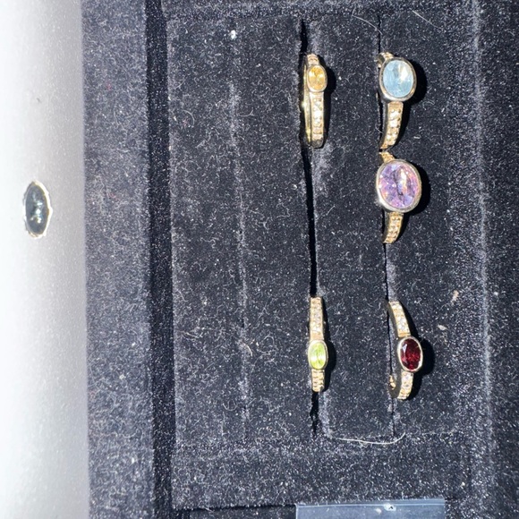 Ross Simons gold vermil stackable rings. 925 stamp. Semi precious w/diamonds - Picture 3 of 10